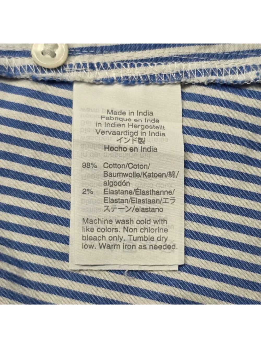 Womens J. Crew Blue & White Striped Slim Fit Button Up Shirt Cotton Blend Size 8